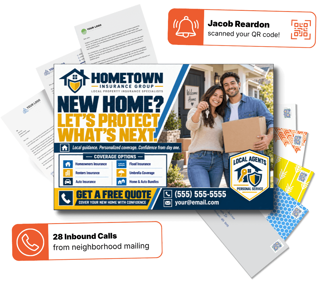 Fanned direct mail postcards for home services